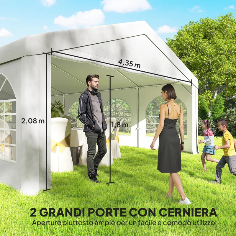 Outsunny Tendone da Giardino 10x5 m con 10 Pareti Laterali Rimovibili, in PE e Metallo Galvanizzato, Bianco - Image 9