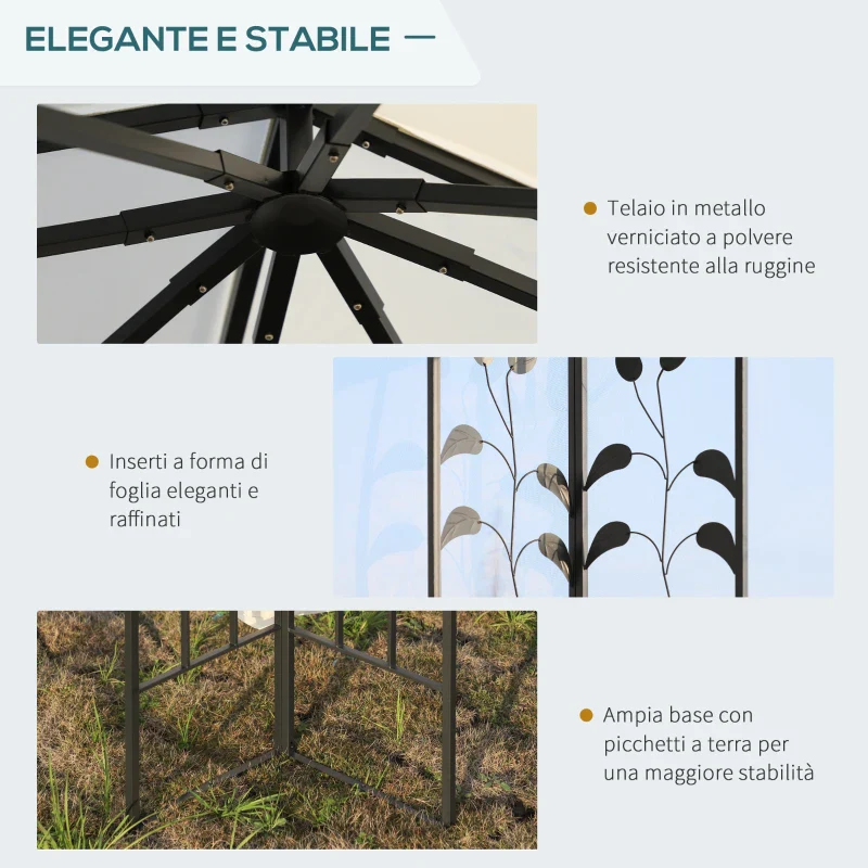 Outsunny Gazebo da Giardino 3x3m con Zanzariera, Telaio in Acciaio e Doppio Tettuccio, Bianco - Image 9