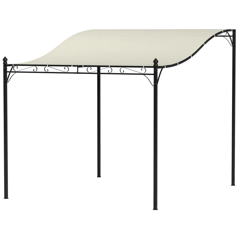 Outsunny Pergola Addossata Ricurva con 16 Fori di Drenaggio, in Metallo e Poliestere, 248x298x200/250 cm, Bianco Crema - Image 2