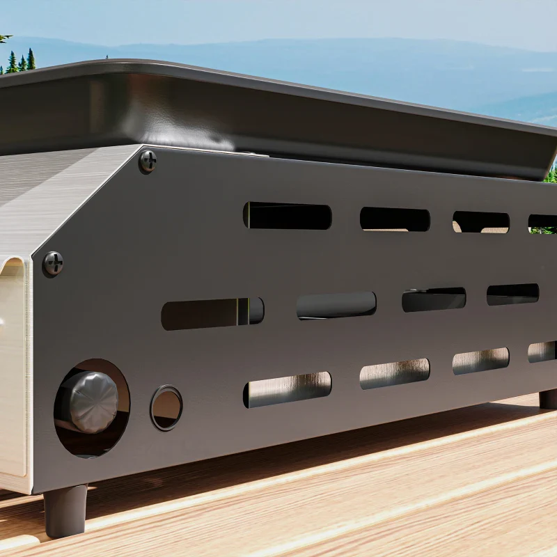 Outsunny Piastra Barbecue a Gas con 4 Bruciatori da 2.4kw e Piano Antiaderente, 77x44.5x19cm, Argento - Image 8