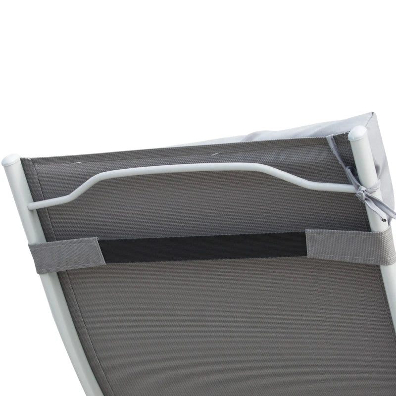 Outsunny Sdraio Da Giardino Pieghevole e Reclinabile su 7 Livelli con Cuscino e Materassino, 137x63.5x100.5 cm, Grigio - Image 10