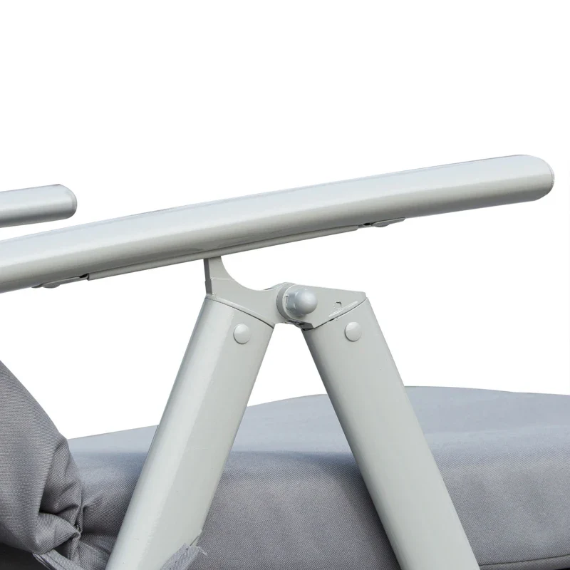 Outsunny Sdraio Da Giardino Pieghevole e Reclinabile su 7 Livelli con Cuscino e Materassino, 137x63.5x100.5 cm, Grigio - Image 5