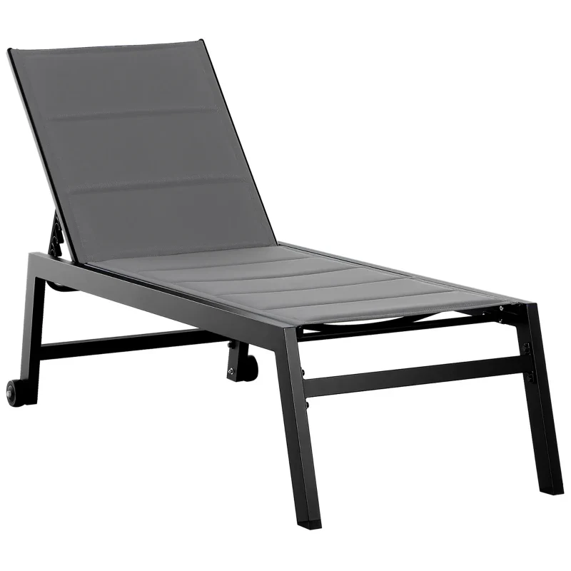 Outsunny Sdraio da Giardino Reclinabile su 5 Livelli con Rivestimento Imbottito