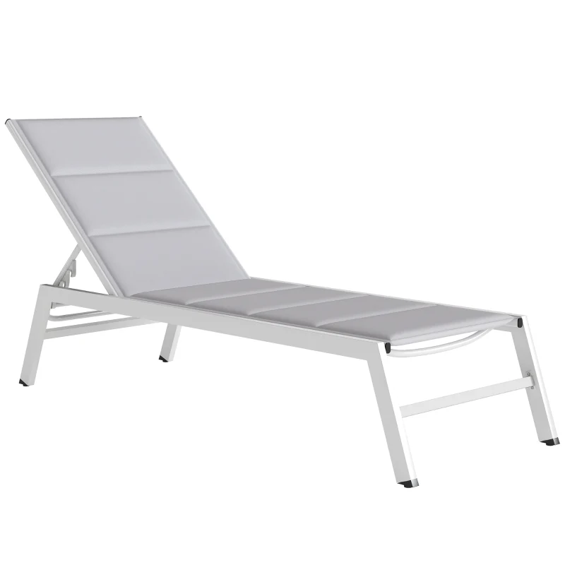 Outsunny Sdraio Imbottita, Schienale 6 Posizioni, Telaio Alluminio, Capacità 120 Kg, Grigio Chiaro - Image 2