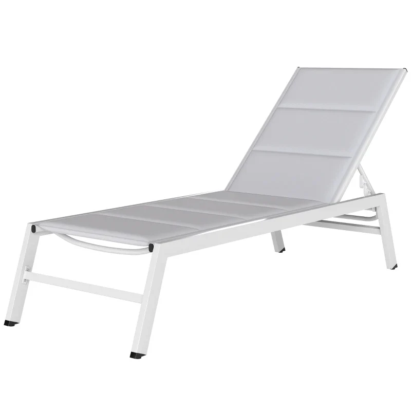 Outsunny Sdraio Imbottita, Schienale 6 Posizioni, Telaio Alluminio, Capacità 120 Kg, Grigio Chiaro - Image 3