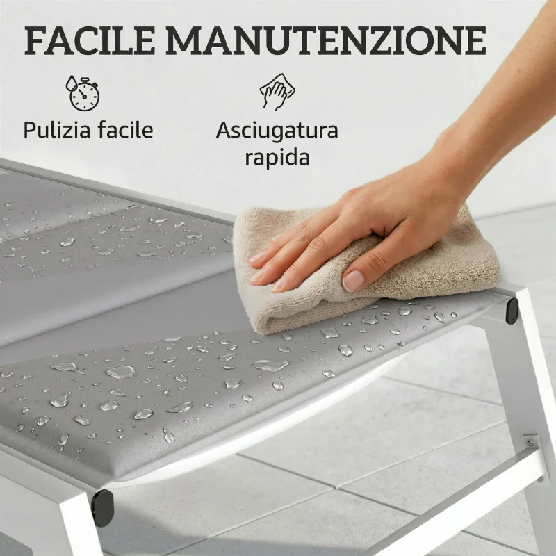 Outsunny Sdraio Imbottita, Schienale 6 Posizioni, Telaio Alluminio, Capacità 120 Kg, Grigio Chiaro - Image 8