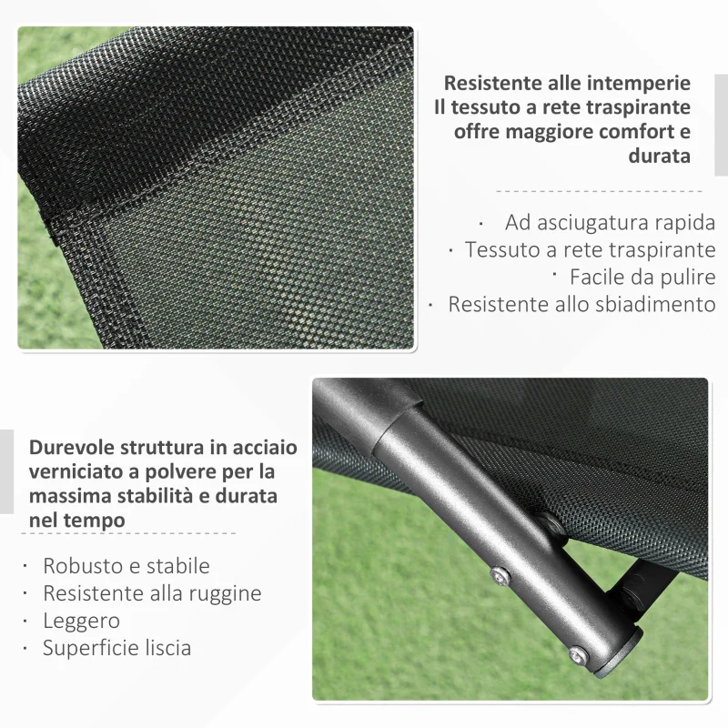 Outsunny Sedia Sdraio a Dondolo Zero-Gravity da Esterno Impermeabile con Poggiatesta, 155x61x88 cm, Nero - Image 6