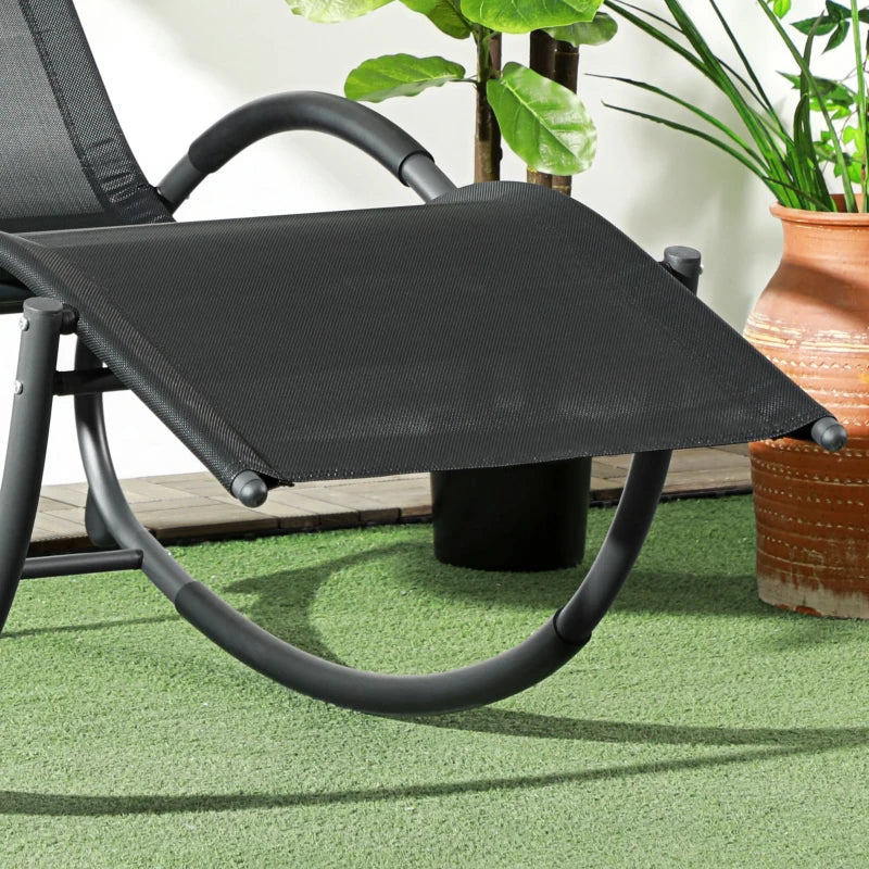 Outsunny Sedia Sdraio a Dondolo Zero-Gravity da Esterno Impermeabile con Poggiatesta, 155x61x88 cm, Nero - Image 8