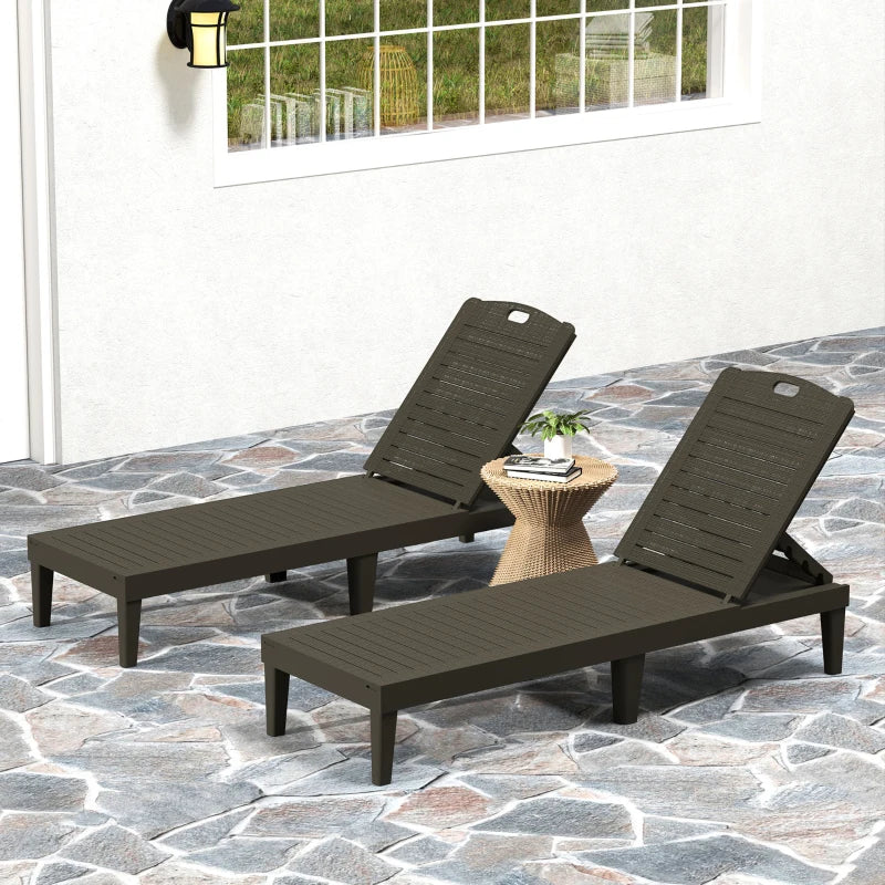Outsunny Set 2 Lettini Prendisole con Schienale Regolabile su 4 Posizioni Effetto Rattan a Doghe, Nero - Image 7