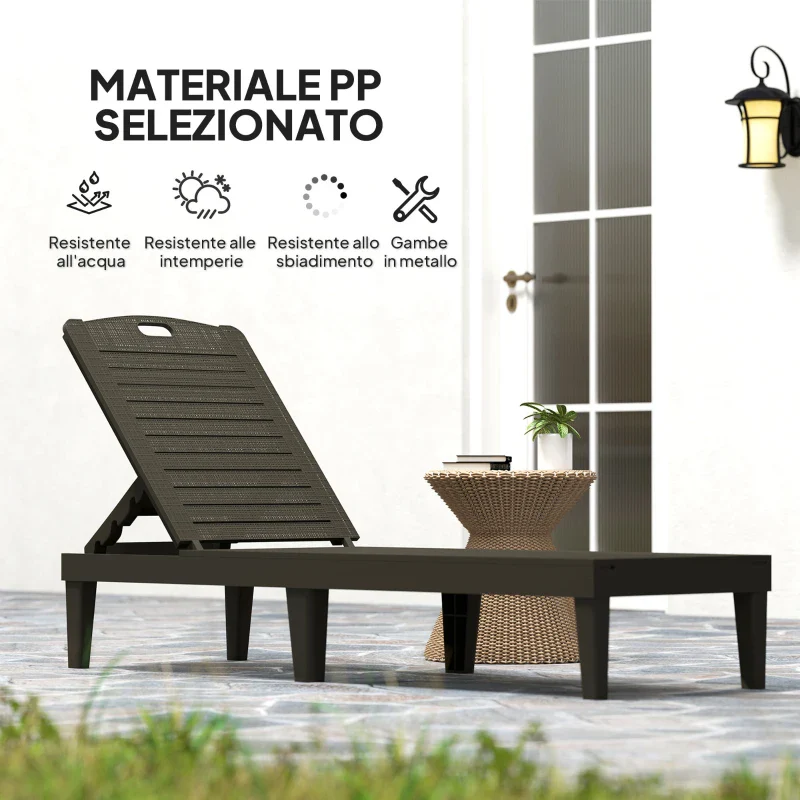 Outsunny Set 2 Lettini Prendisole con Schienale Regolabile su 4 Posizioni Effetto Rattan a Doghe, Nero - Image 8