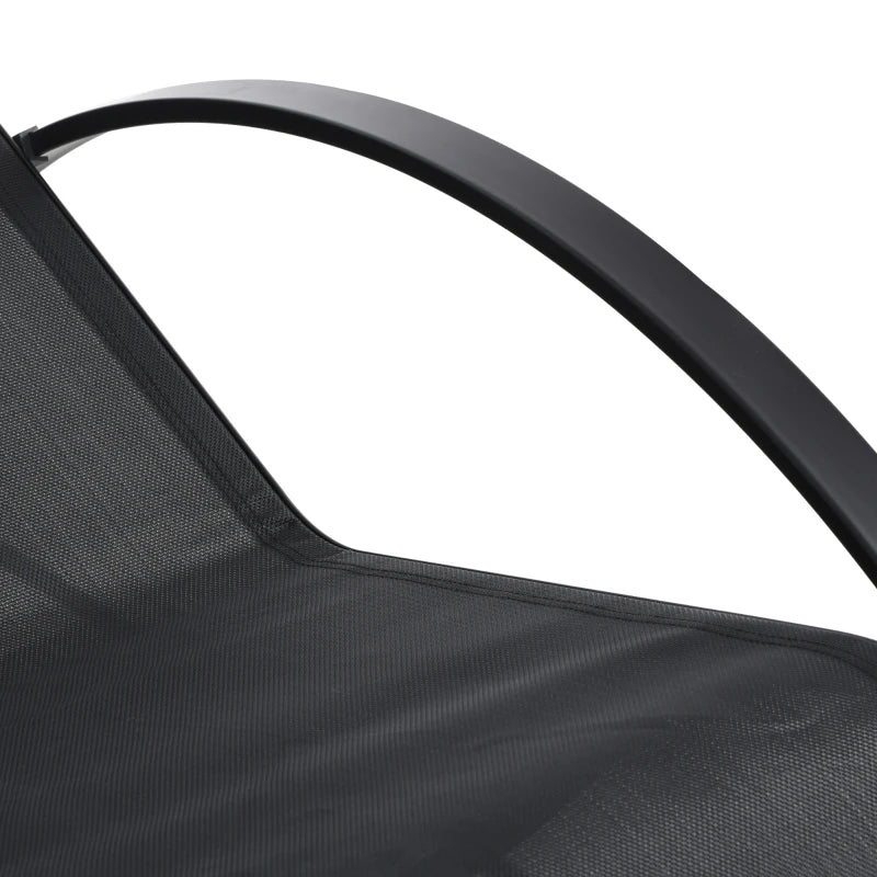 Outsunny Set 2 Lettini Prendisole e Tavolino con Ripiano, in Tessuto Traspirante e Metallo, 59x169x66 cm, Nero - Image 6