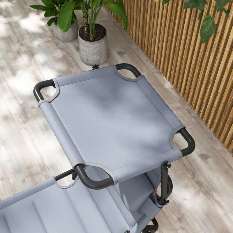 Outsunny Set 2 Lettini Prendisole Reclinabili ad Altezza Regolabile, 70x201.5x45 cm, Nero e Grigio - Image 8
