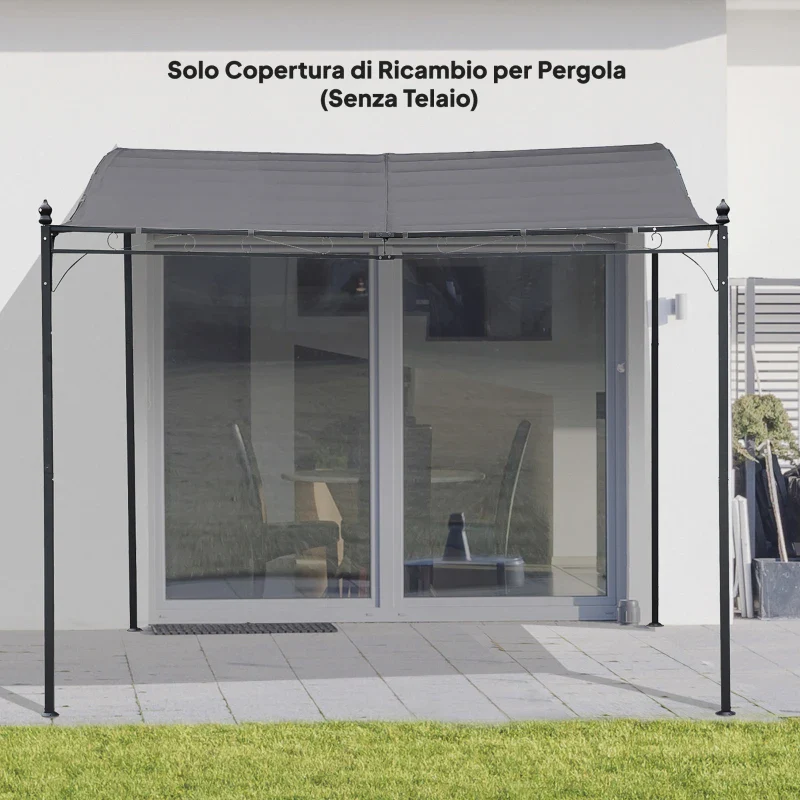 Outsunny Telo di Ricambio per Pergola da Giardino 3x3 m con 16 Fori di Drenaggio, 297x297 cm, Grigio - Image 7