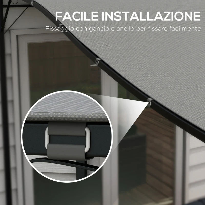 Outsunny Telo di Ricambio per Pergola da Giardino 3x3 m con 16 Fori di Drenaggio, 297x297 cm, Grigio - Image 8
