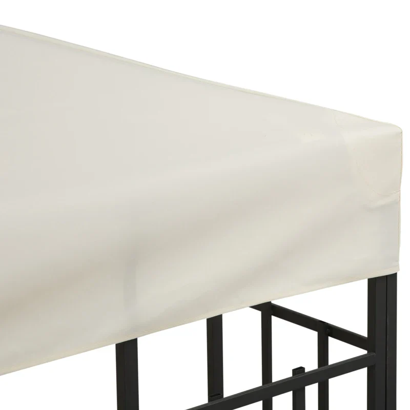 Outsunny Telo Gazebo 3x3 m a 2 Livelli in Poliestere Resistente, Copertura Gazebo 3x3 con 8 Fori di Drenaggio e Cinghie in chiusura a strappo, Crema - Image 3