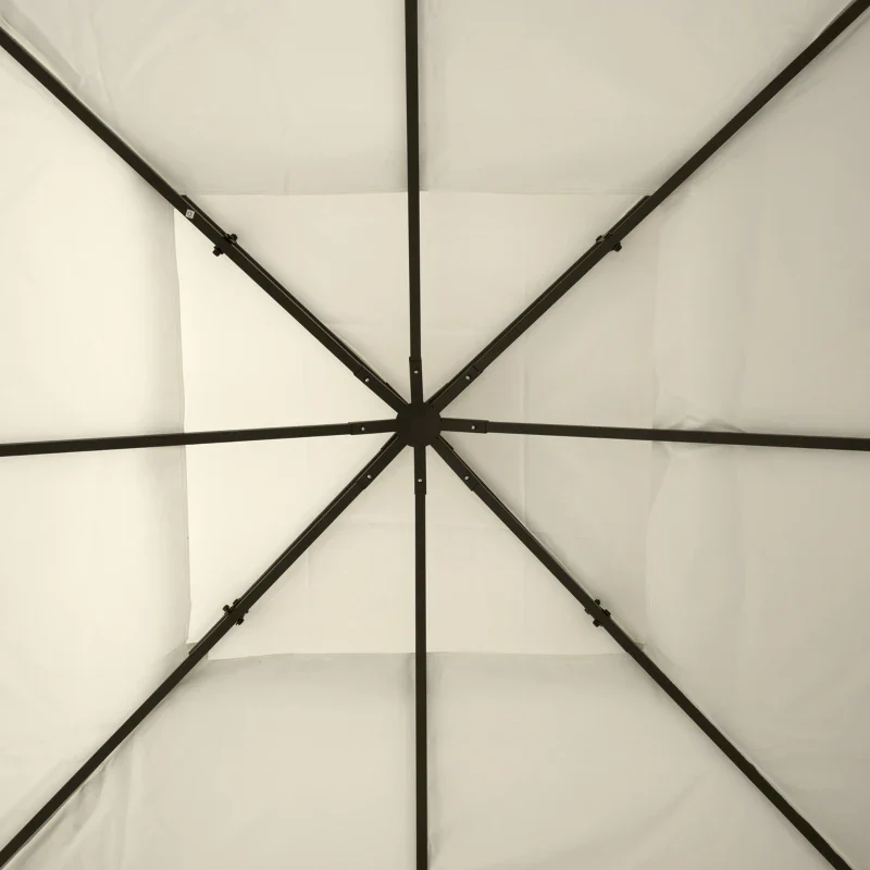 Outsunny Telo Gazebo 3x3 m a 2 Livelli in Poliestere Resistente, Copertura Gazebo 3x3 con 8 Fori di Drenaggio e Cinghie in chiusura a strappo, Crema - Image 9
