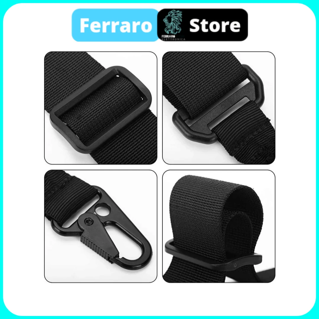 Supporto Tactical - 2 Punti Sling tracolla fucile, Fibbia in metallo gancio a sgancio rapido, Softair AK M4, Verde - Image 2