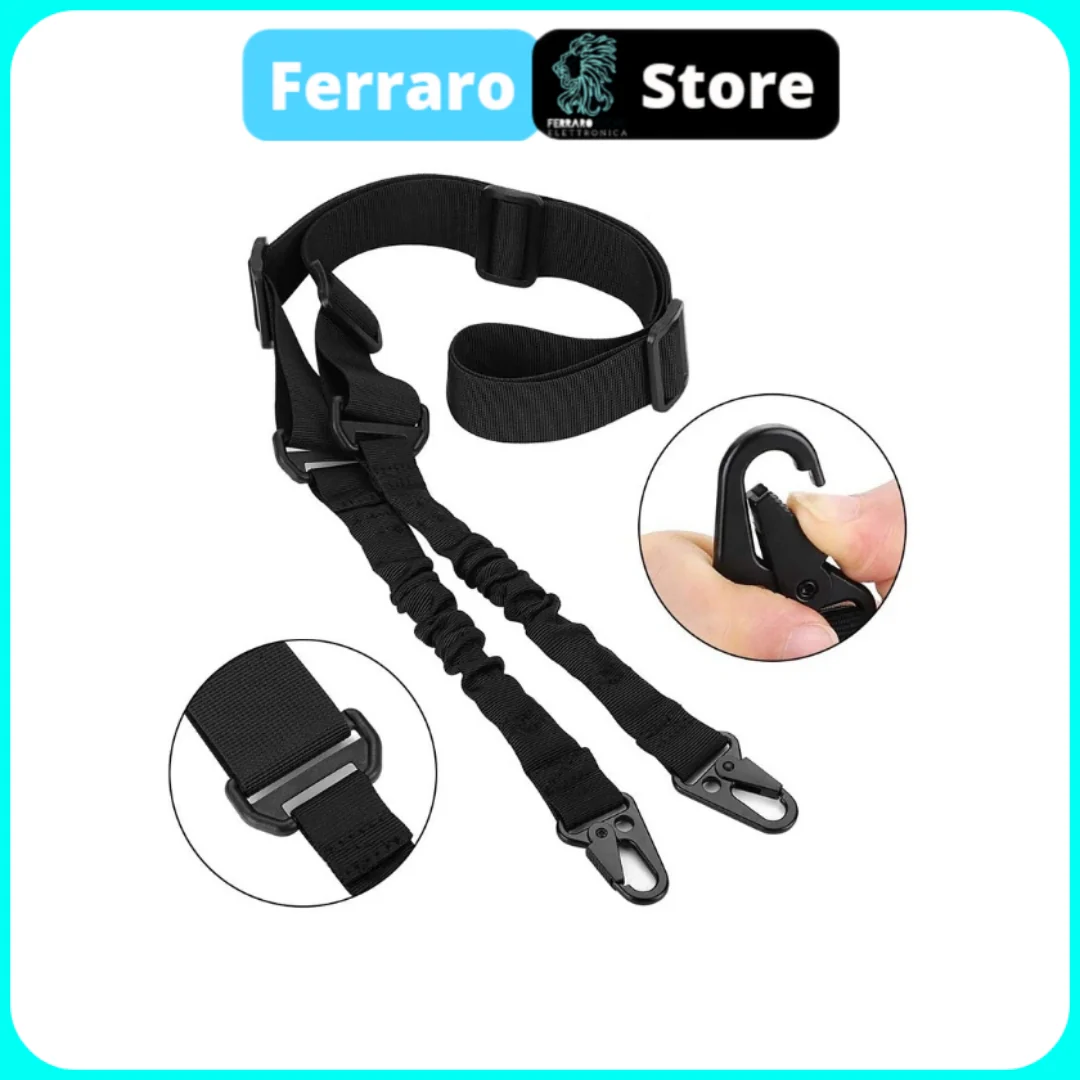 Supporto Tactical - 2 Punti Sling tracolla fucile, Fibbia in metallo gancio a sgancio rapido, Softair AK M4, Verde - Image 3