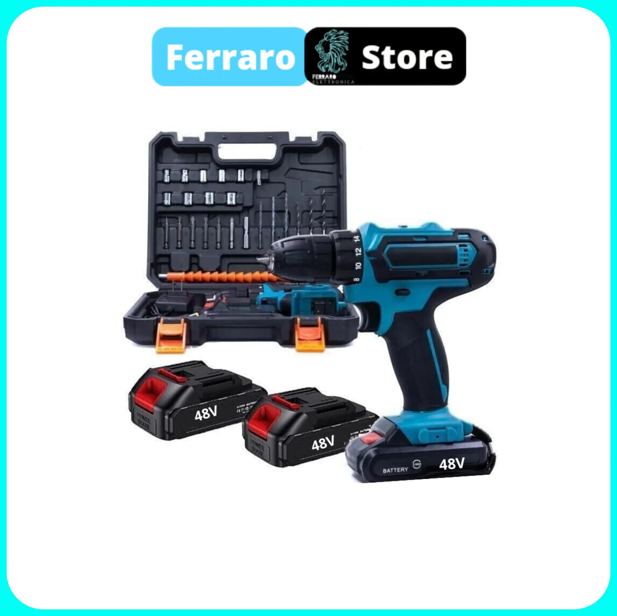 Trapano Avvitatore Percussione, Doppia Batteria 48V, Accessori e Valigetta - Image 2