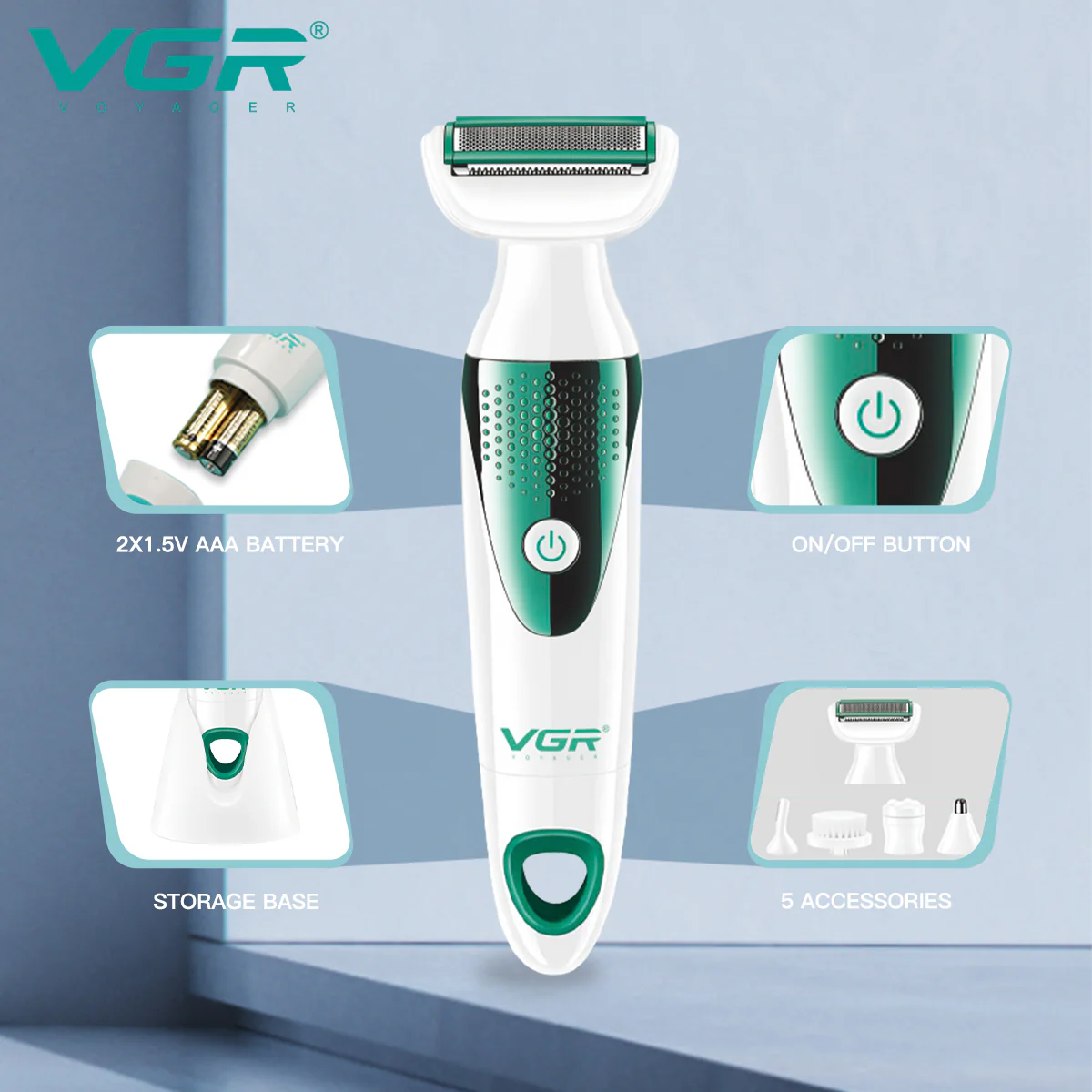 VGR Depilatore | Donna | 5 in 1 | VGR V-720 - Image 4