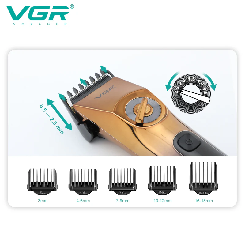 VGR Rasoio Capelli | Professionale |  Batteria | USB | Professionale |  Impermeabile | V-663 - Image 2