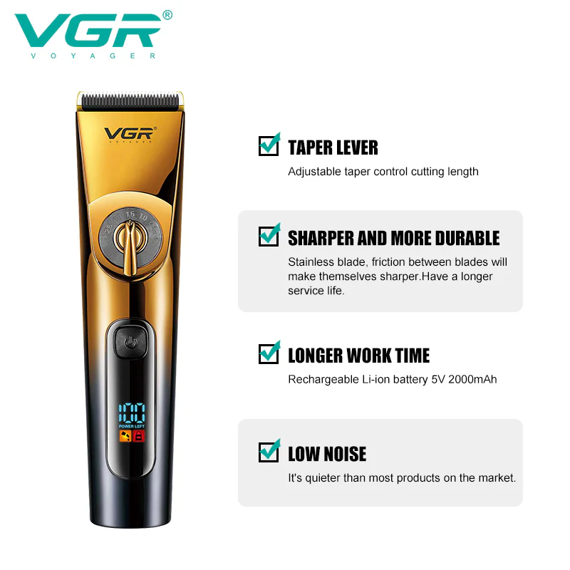VGR Rasoio Capelli | Professionale |  Batteria | USB | Professionale |  Impermeabile | V-663 - Image 3