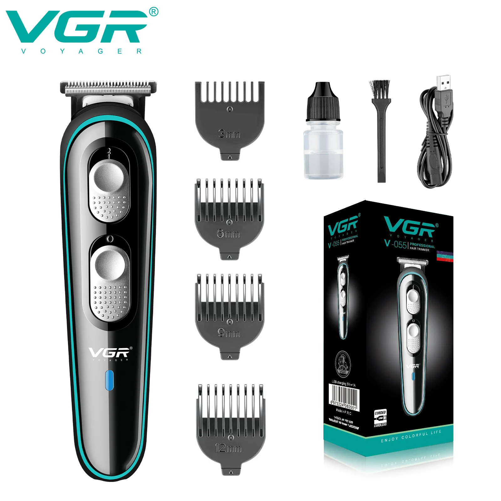 VGR Rasoio Capelli | Professionale | Impermeabile | Rifinitura | Tagliacapelli | Ricaricabile | V-055