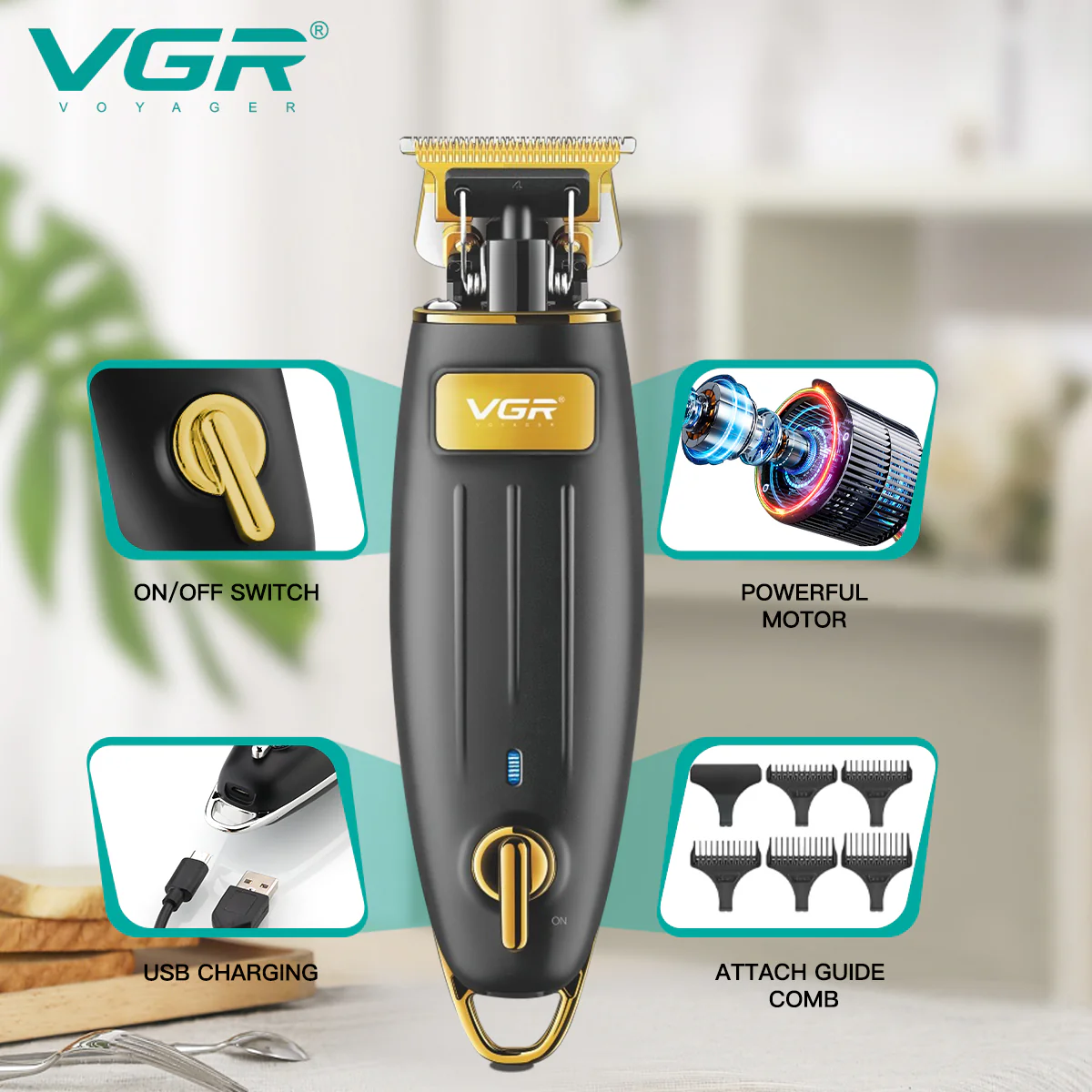 VGR Rasoio Capelli | Rifinitore | Barba |  Batteria | Lama da 0mm | V-192 - Image 3