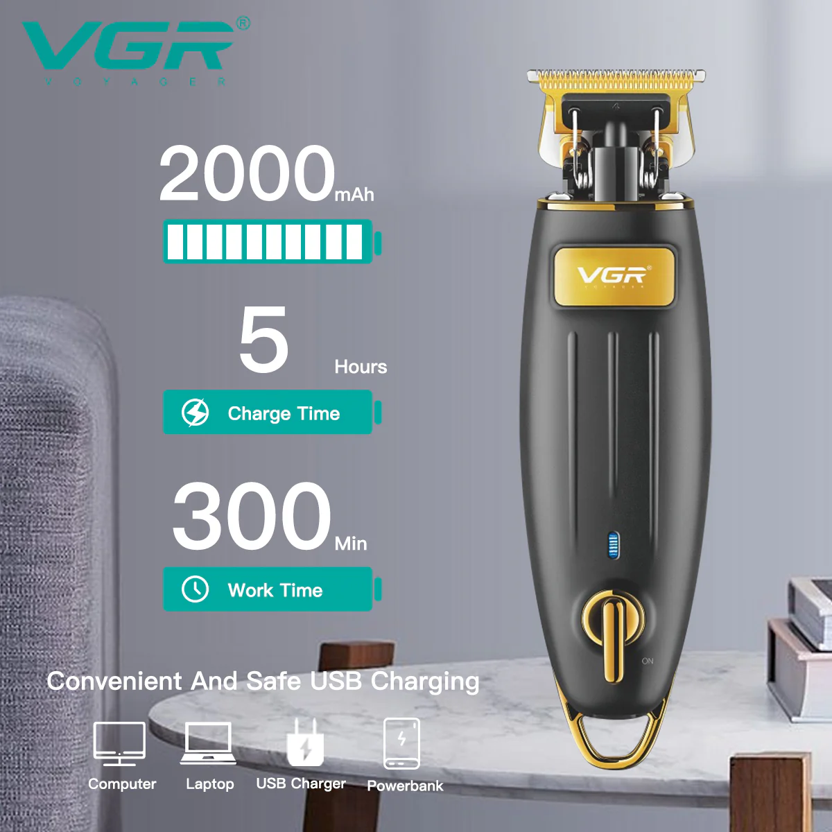 VGR Rasoio Capelli | Rifinitore | Barba |  Batteria | Lama da 0mm | V-192 - Image 4