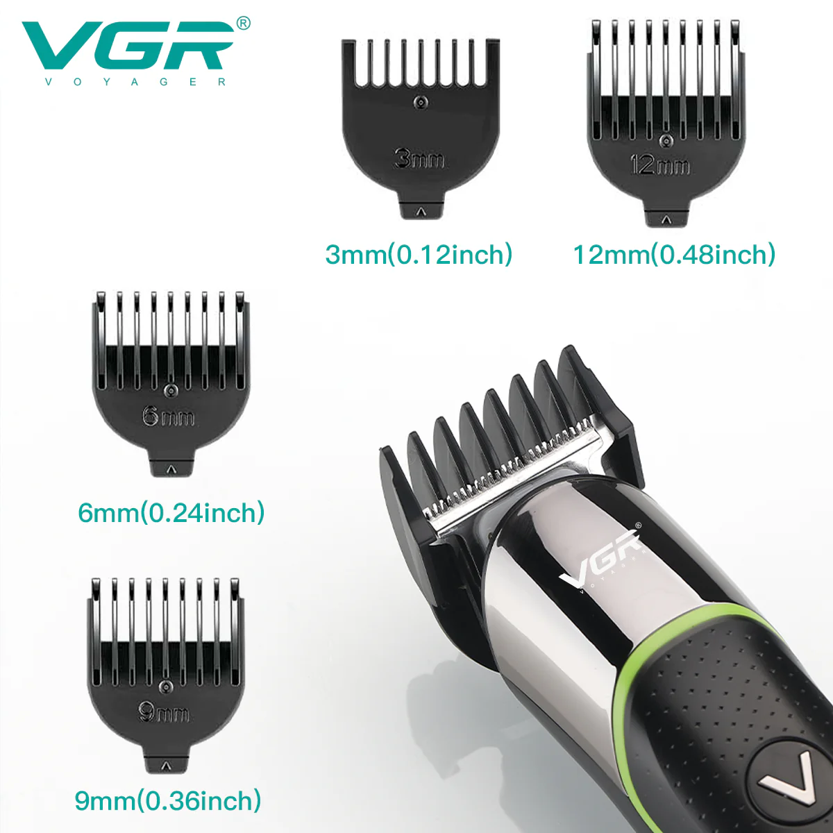 VGR Rasoio Professionale | Barba | Ricaricabile senza Fili | con Pettini Guida | USB | V-191 - Image 2