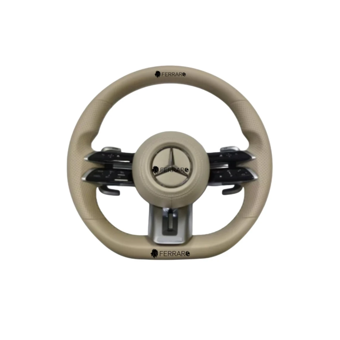 (PRENOTA) Volante per Mercedes, Beige, Logo Argento, AMG - Image 2