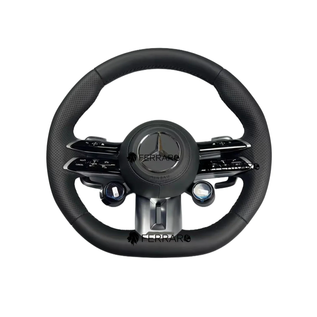 (PRENOTA) Volante per Mercedes, Nera, Linea Nera, Perforazione, Manopole, AMG