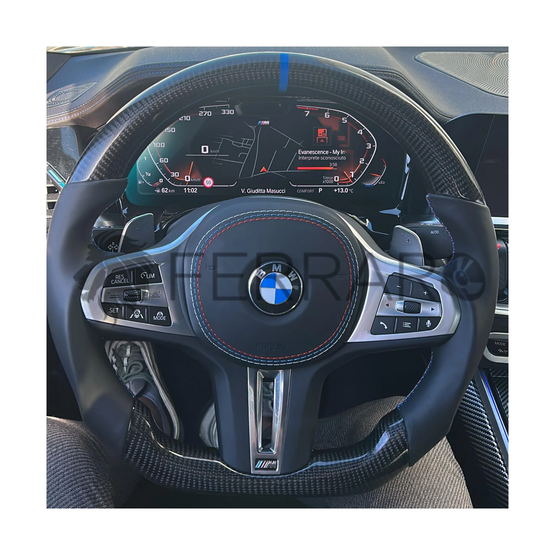 (PRENOTA) Volante Sportivo per BMW Serie 3 G20, G21, G80, G81 (2018-2025), Carbonio, Customizzato in Pelle - Image 3